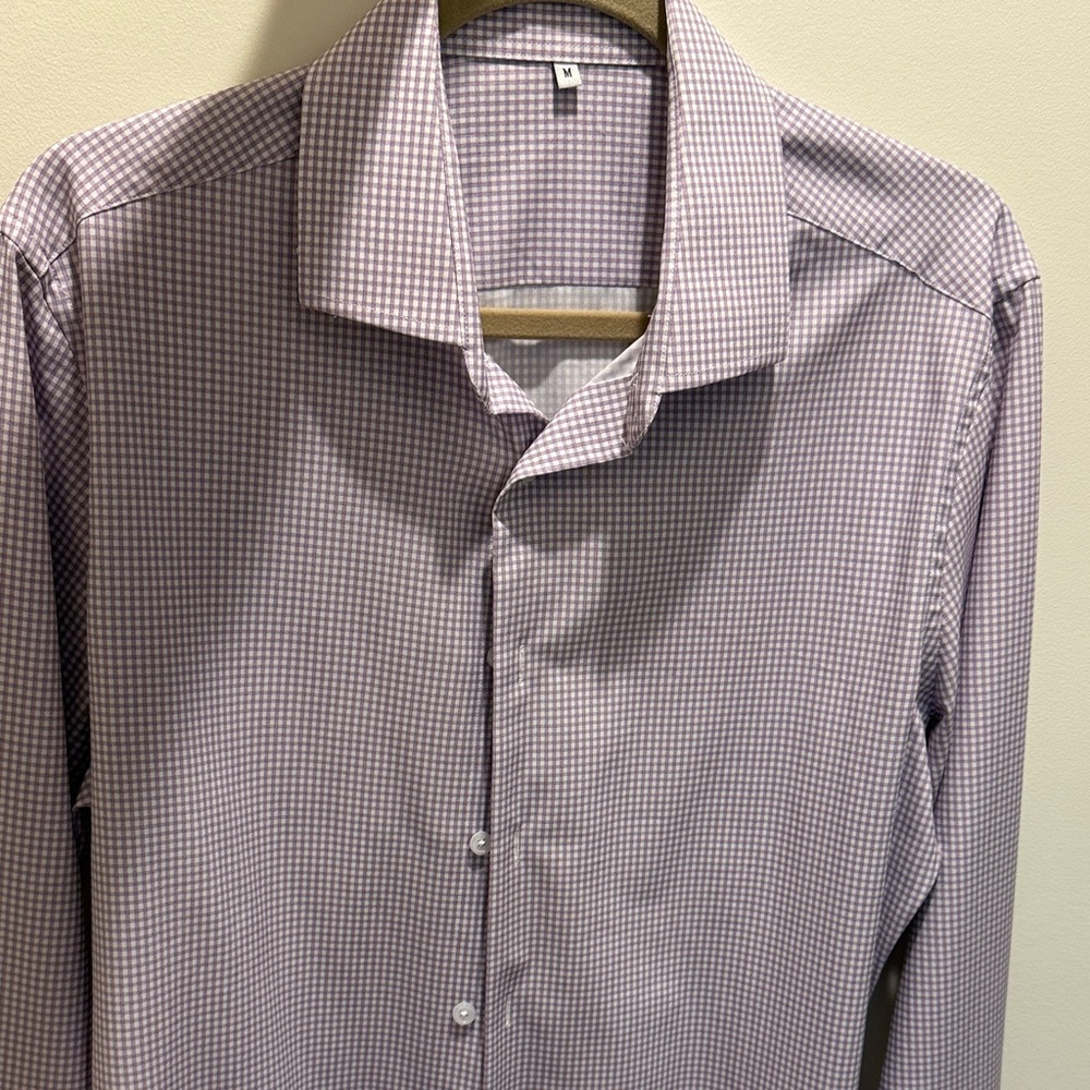 Elegant Lavender Checkered Dress Shirt